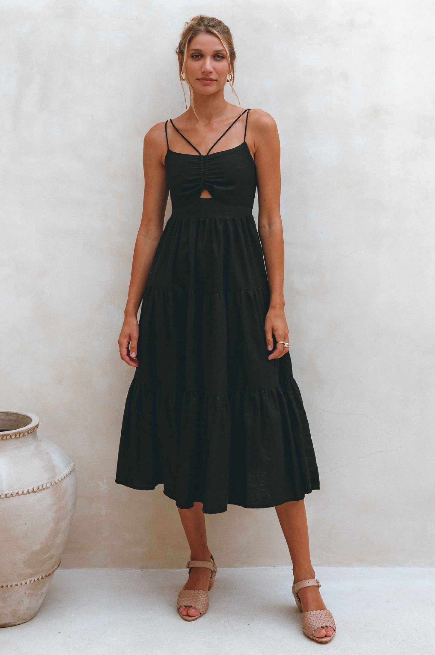 Fabiola Organic Linen Midi Dress