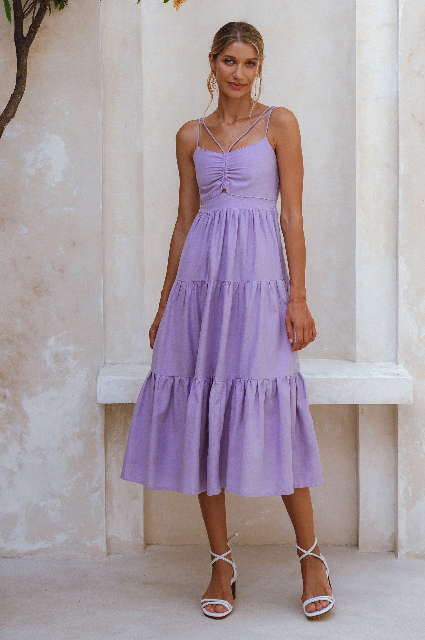 Fabiola Organic Linen Midi Dress