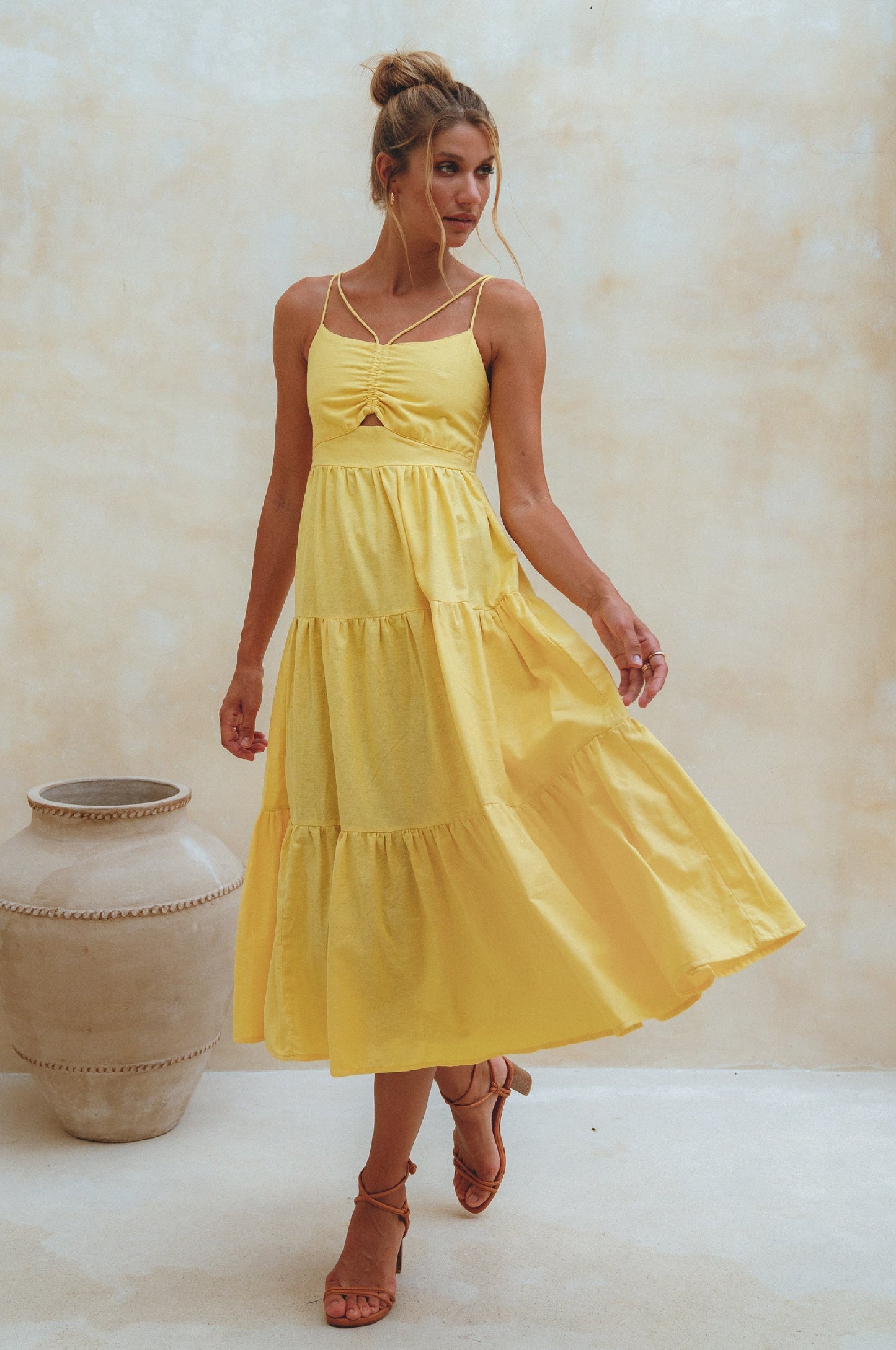 Fabiola Organic Linen Midi Dress