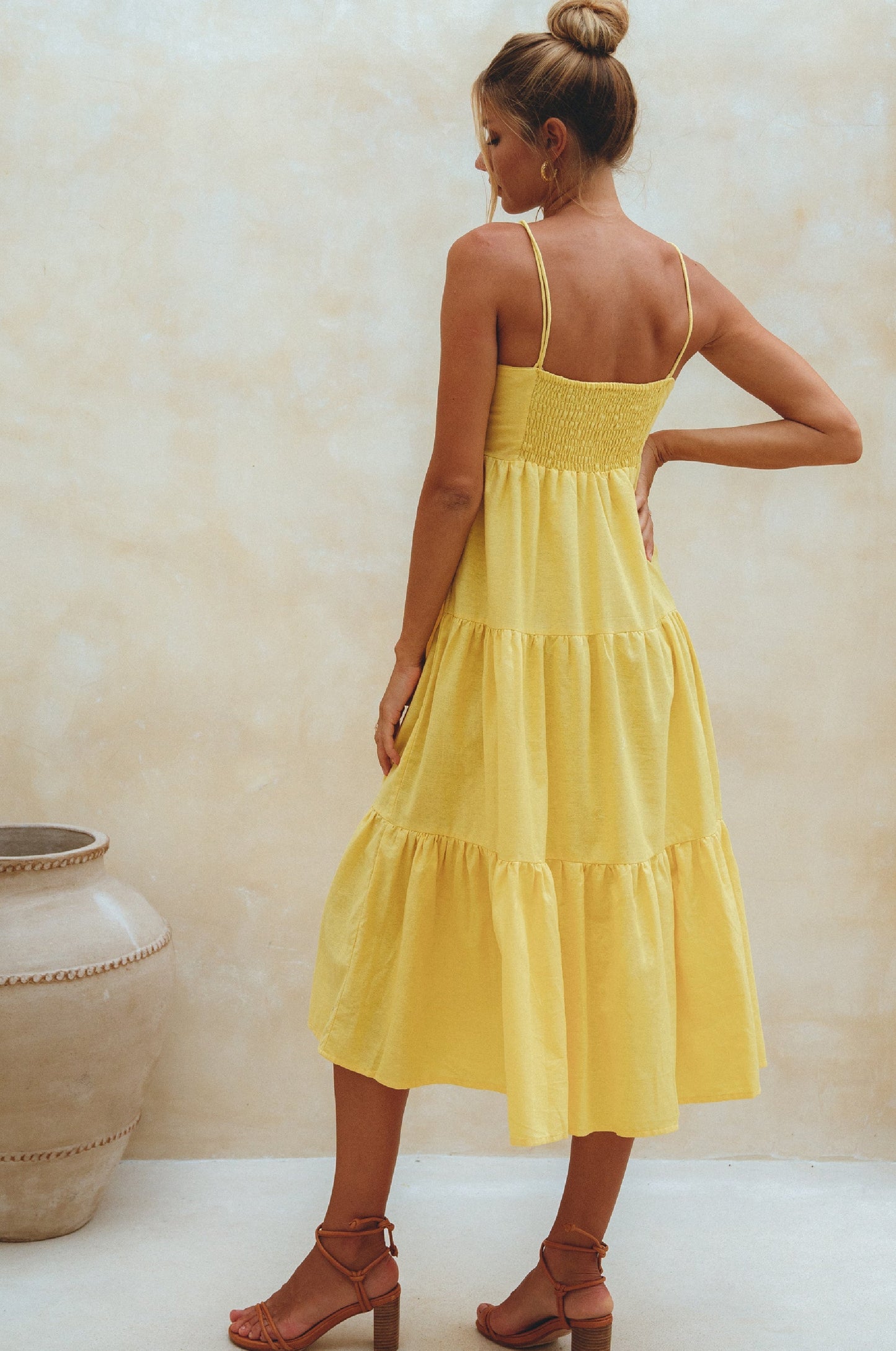 Fabiola Organic Linen Midi Dress