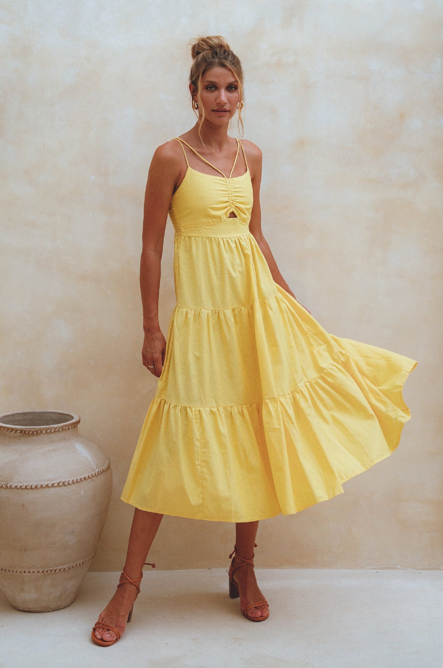 Fabiola Organic Linen Midi Dress