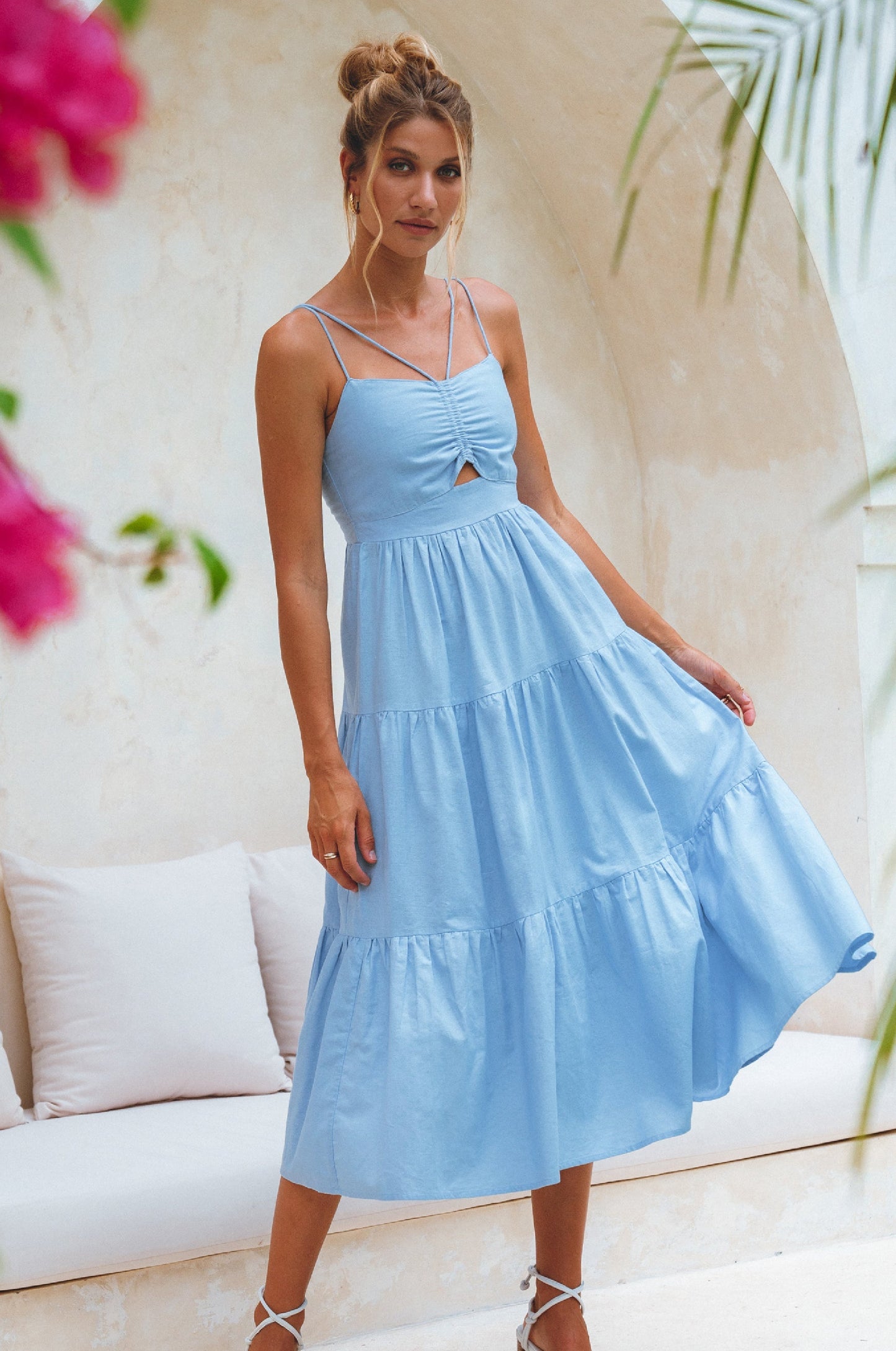 Fabiola Organic Linen Midi Dress