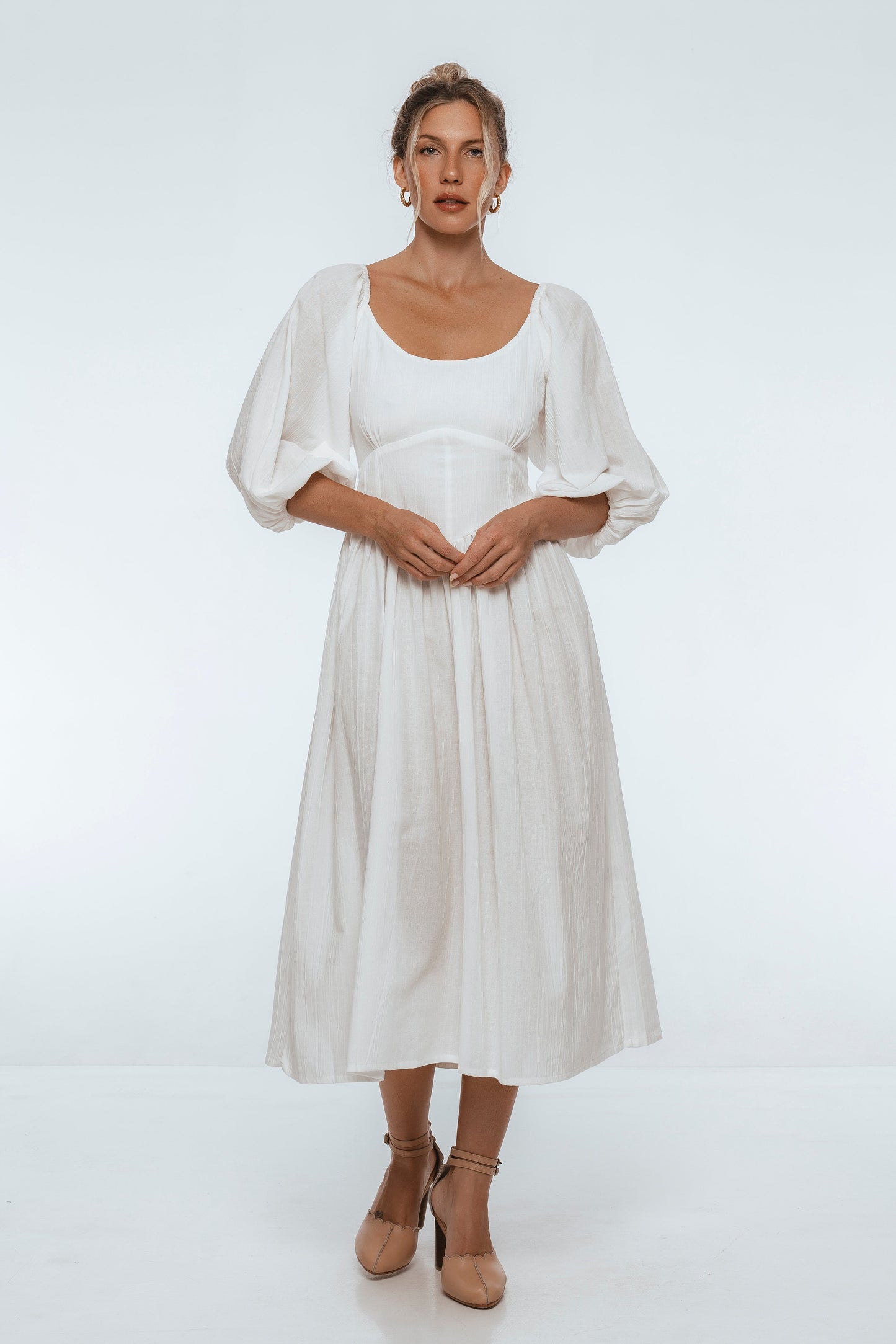 Jolienne Puff Sleeve Midi Dress