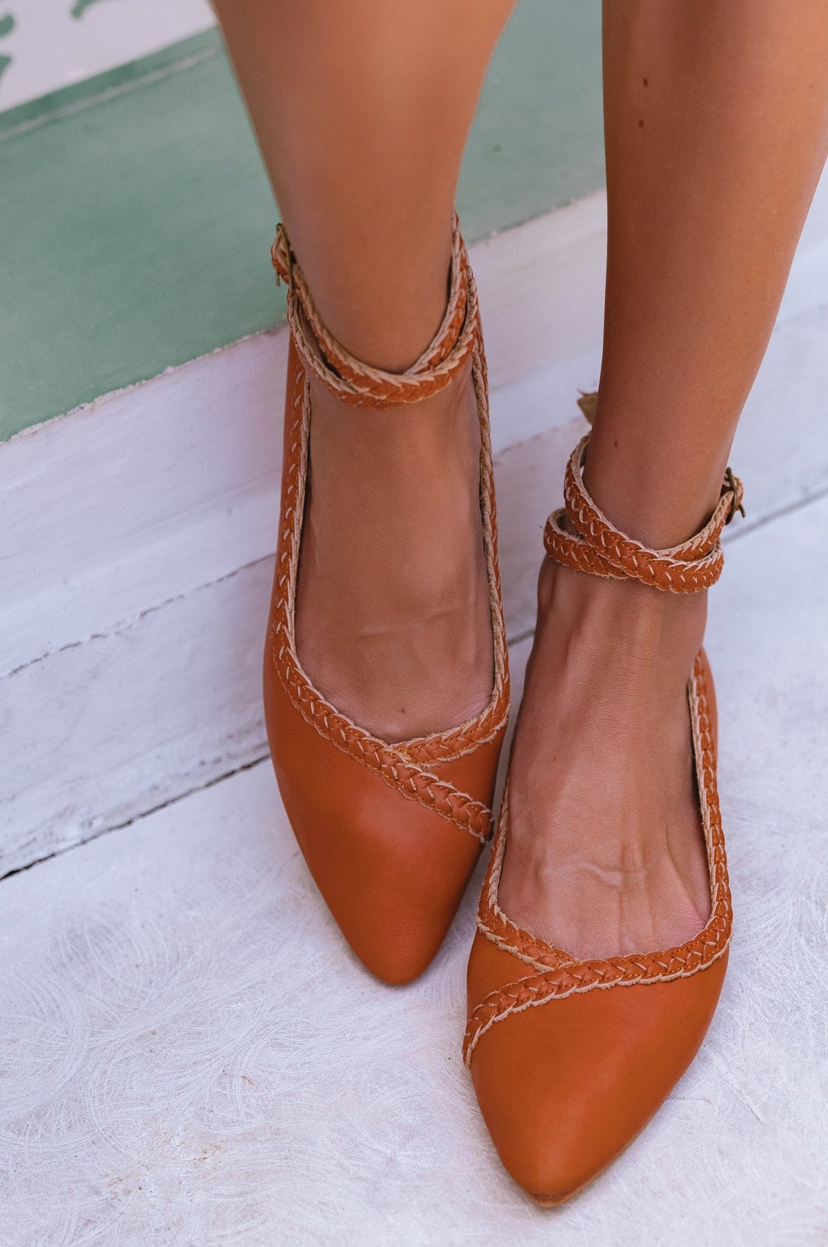 Justine Braided Pointed Toe Leather Flats