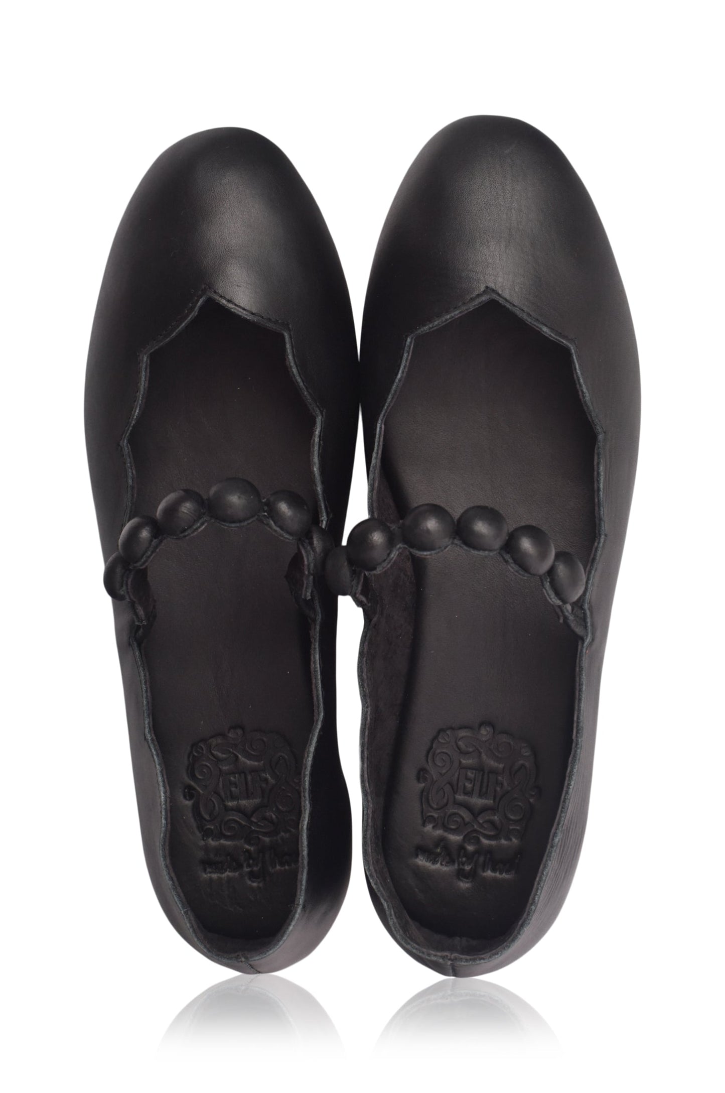 Annelore Scalloped Mary Jane Leather Flats