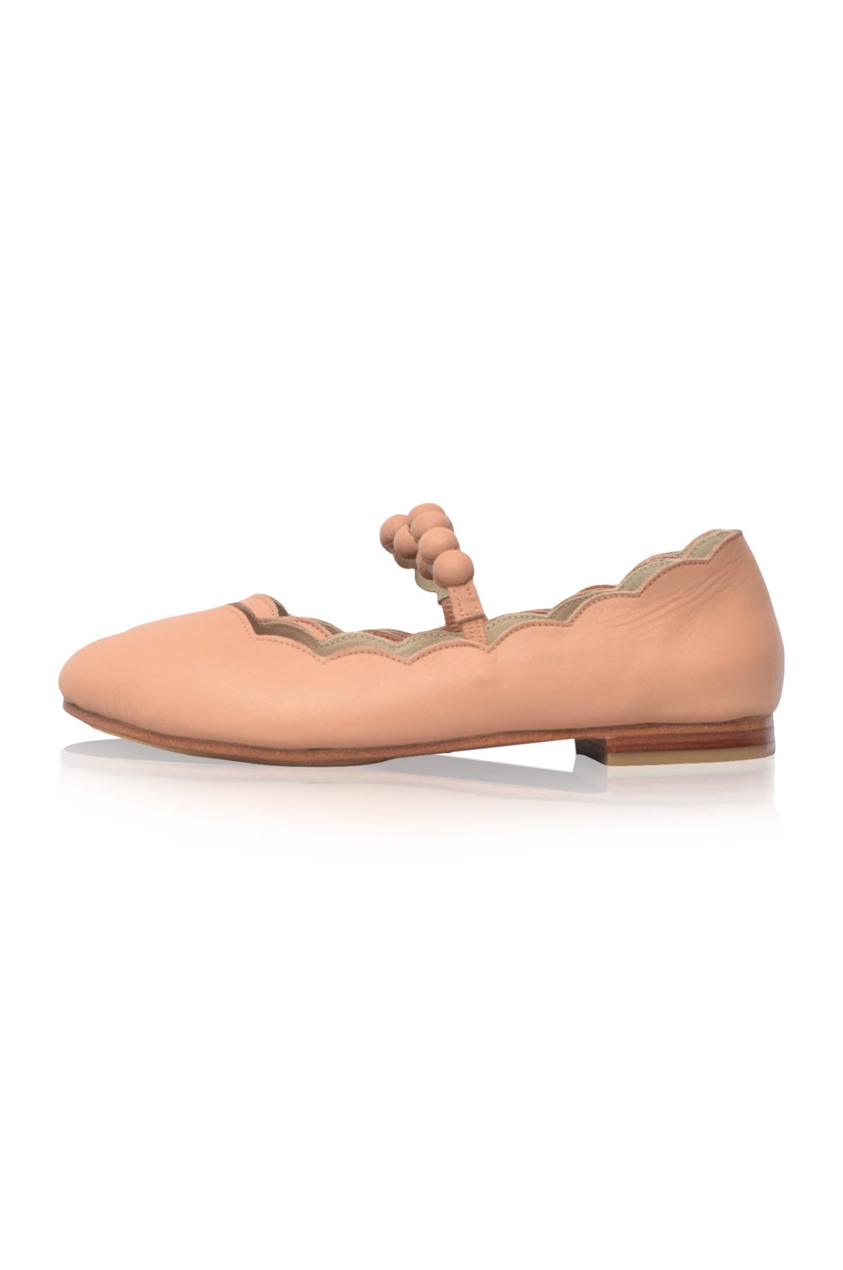 Annelore Scalloped Mary Jane Leather Flats