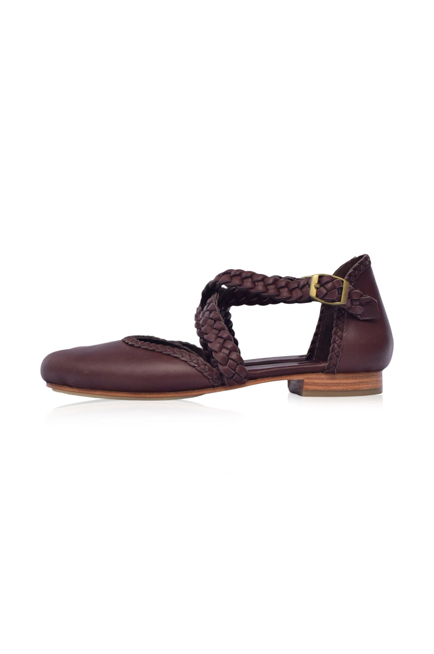 Florentine Braided Criss-Cross Leather Flats