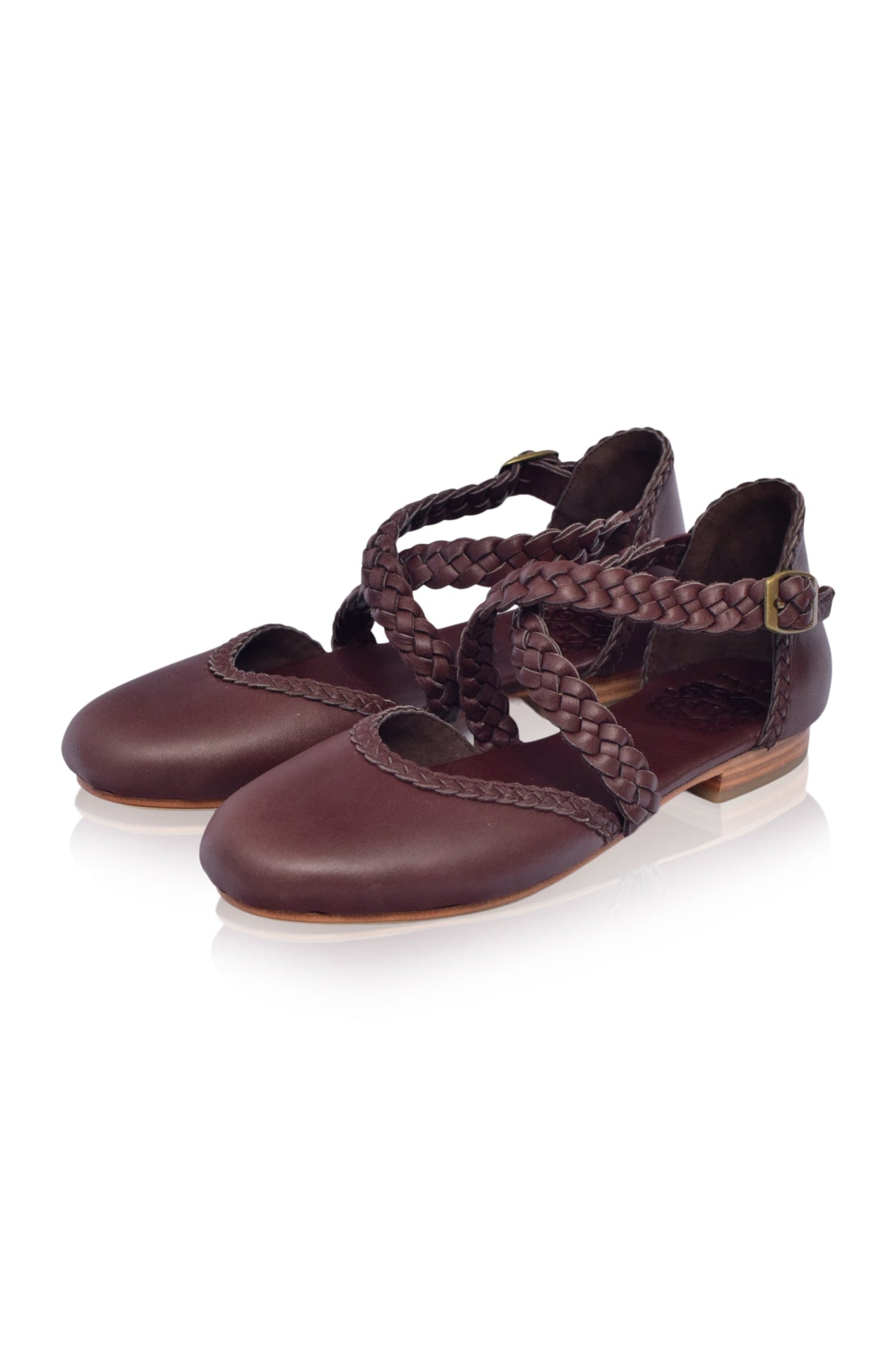 Florentine Braided Criss-Cross Leather Flats