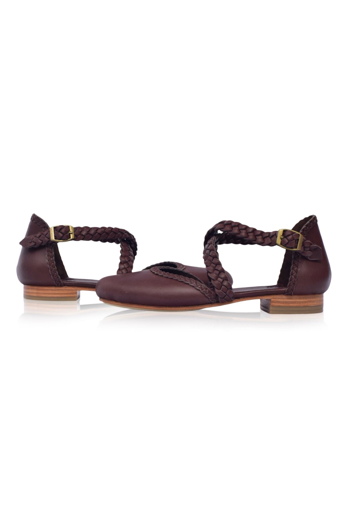Florentine Braided Criss-Cross Leather Flats