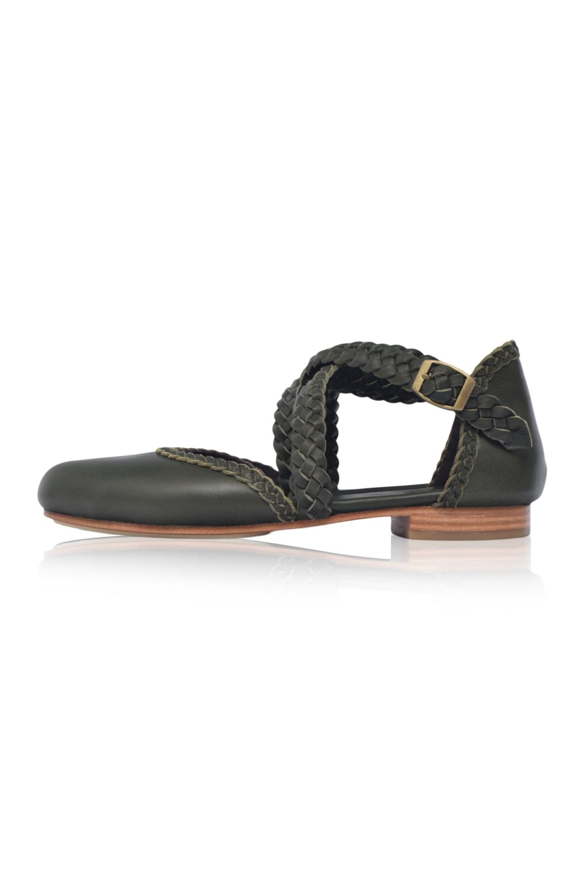Florentine Braided Criss-Cross Leather Flats