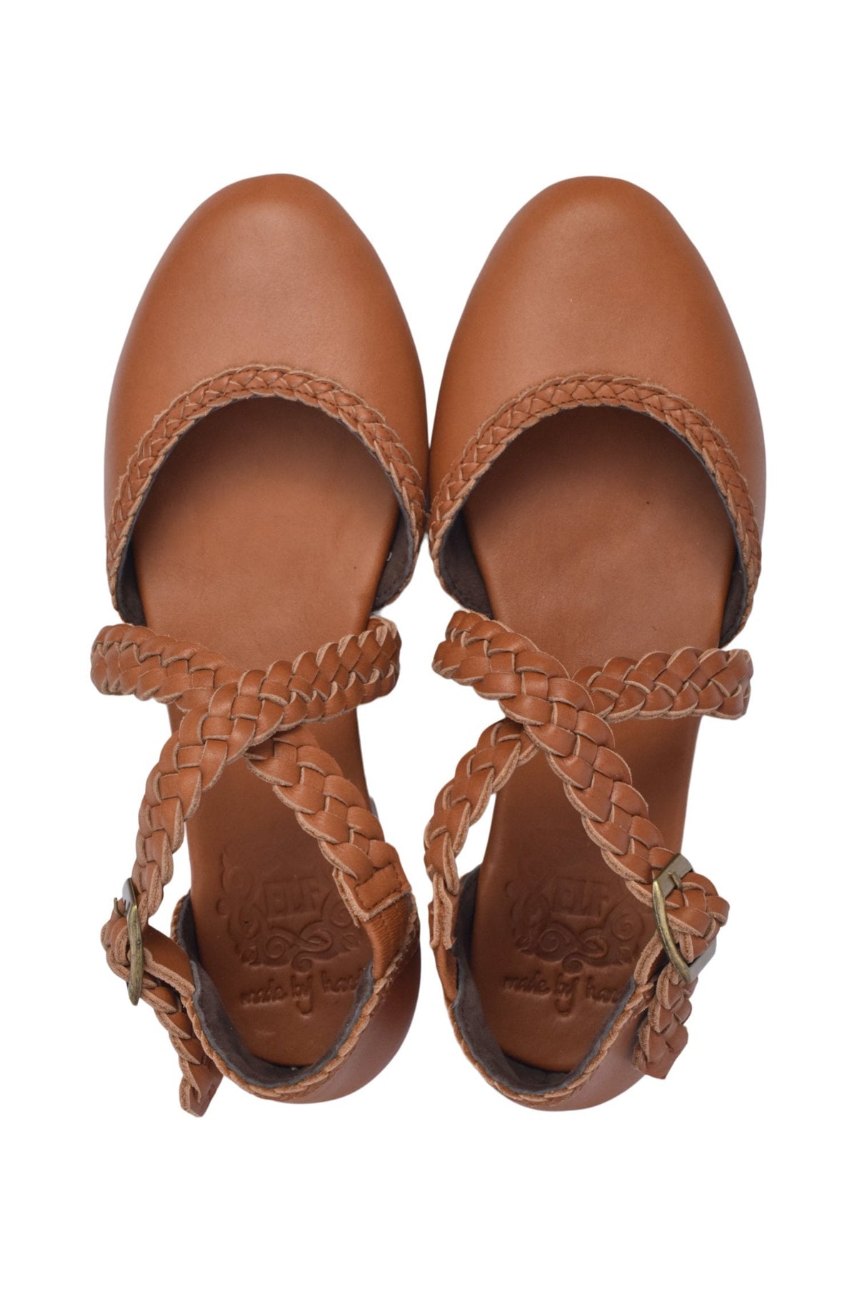 Florentine Braided Criss-Cross Leather Flats