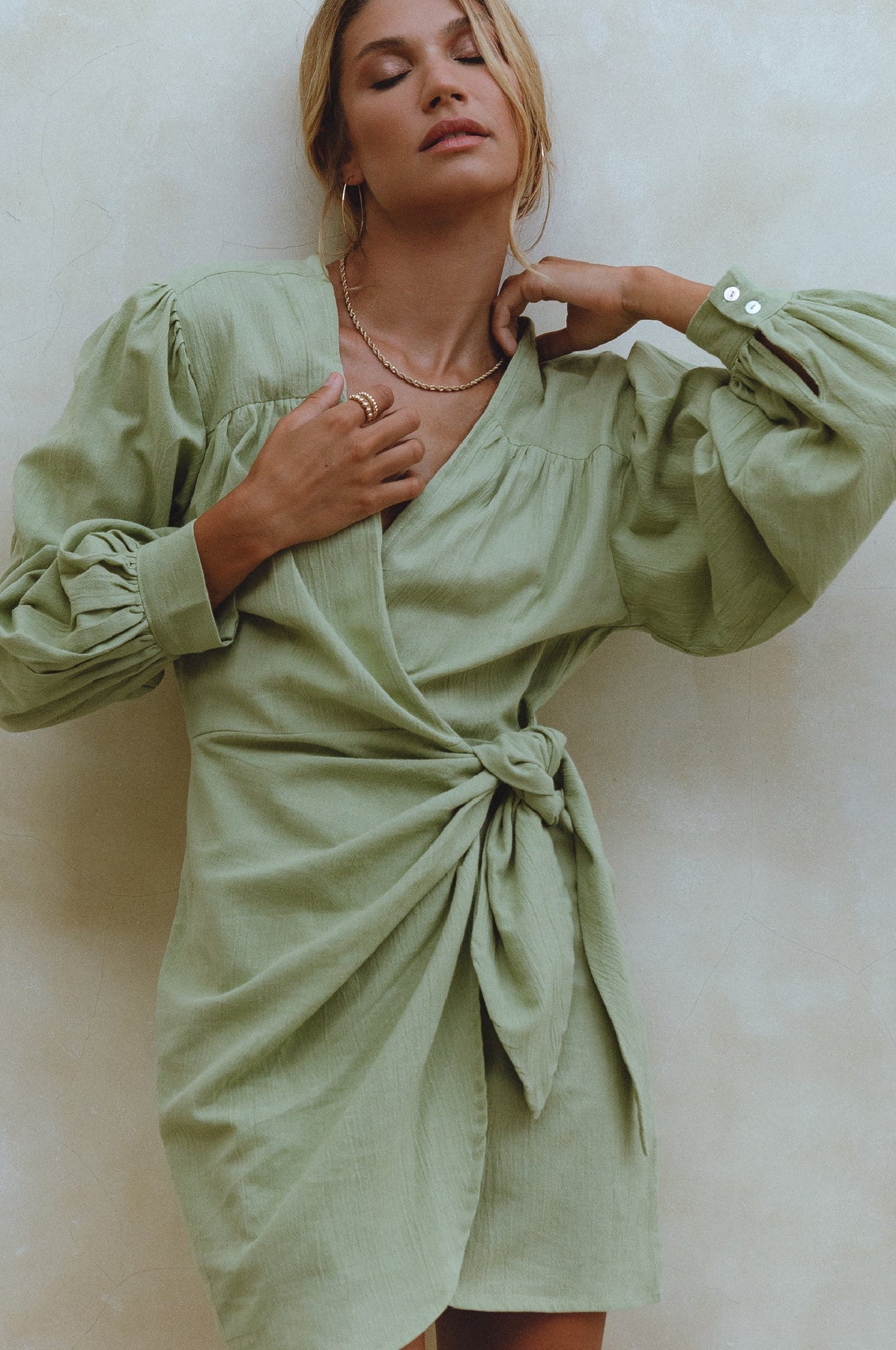 Serafine Linen Wrap Mini Dress