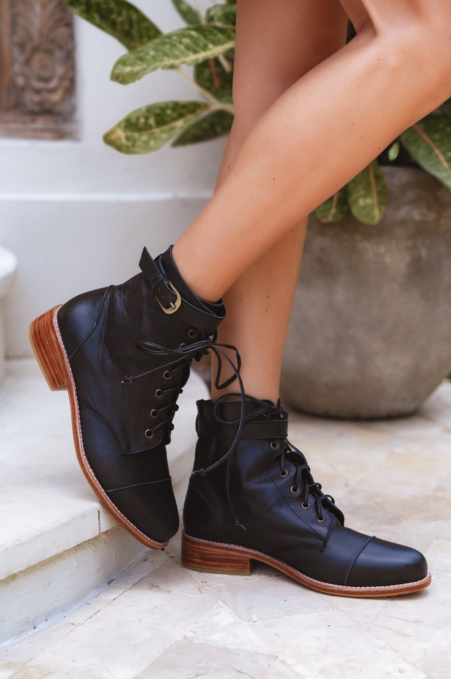Elin Lace-Up Leather Boots