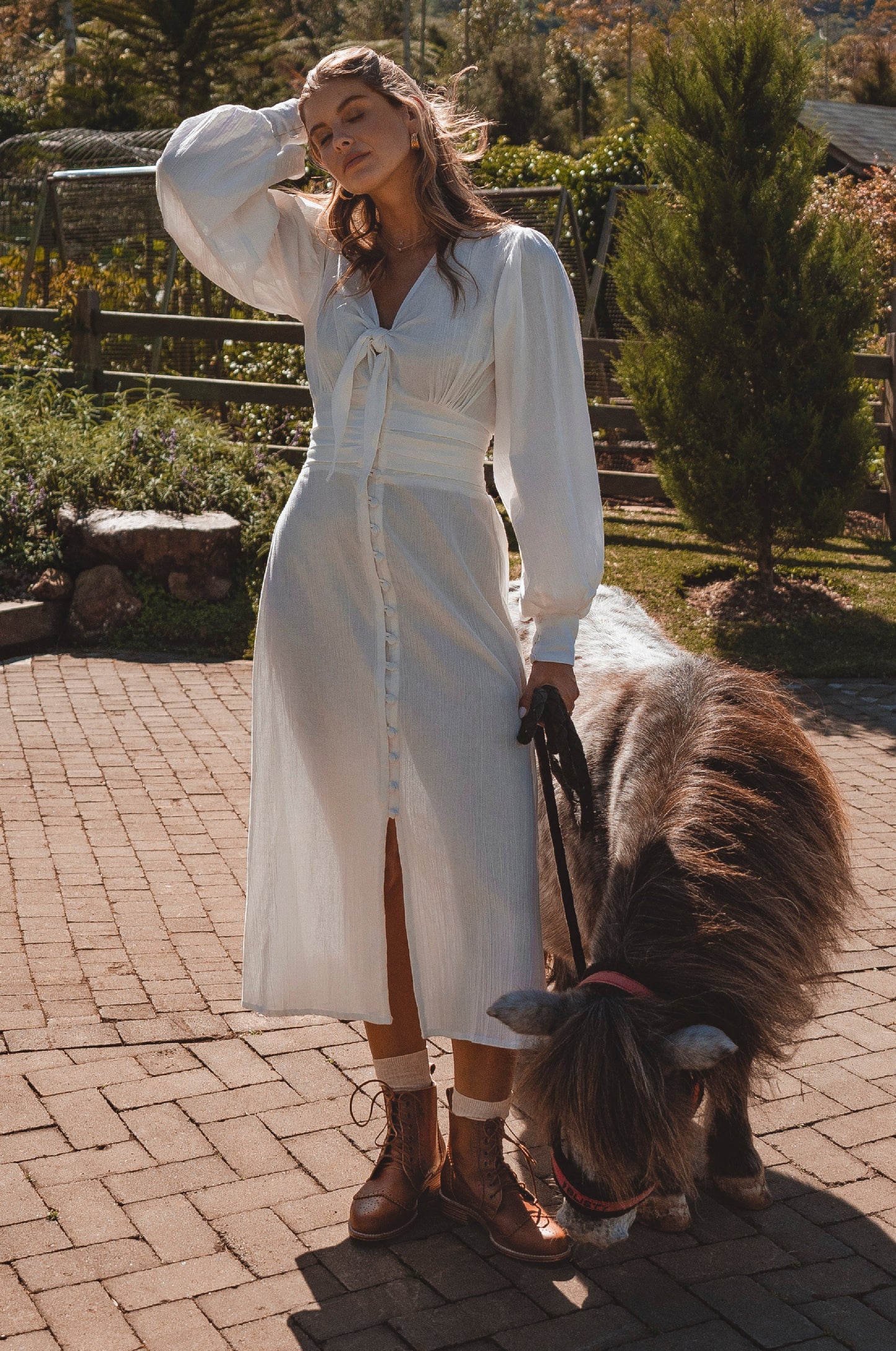 Tessaline Long Sleeve Linen Midi Dress