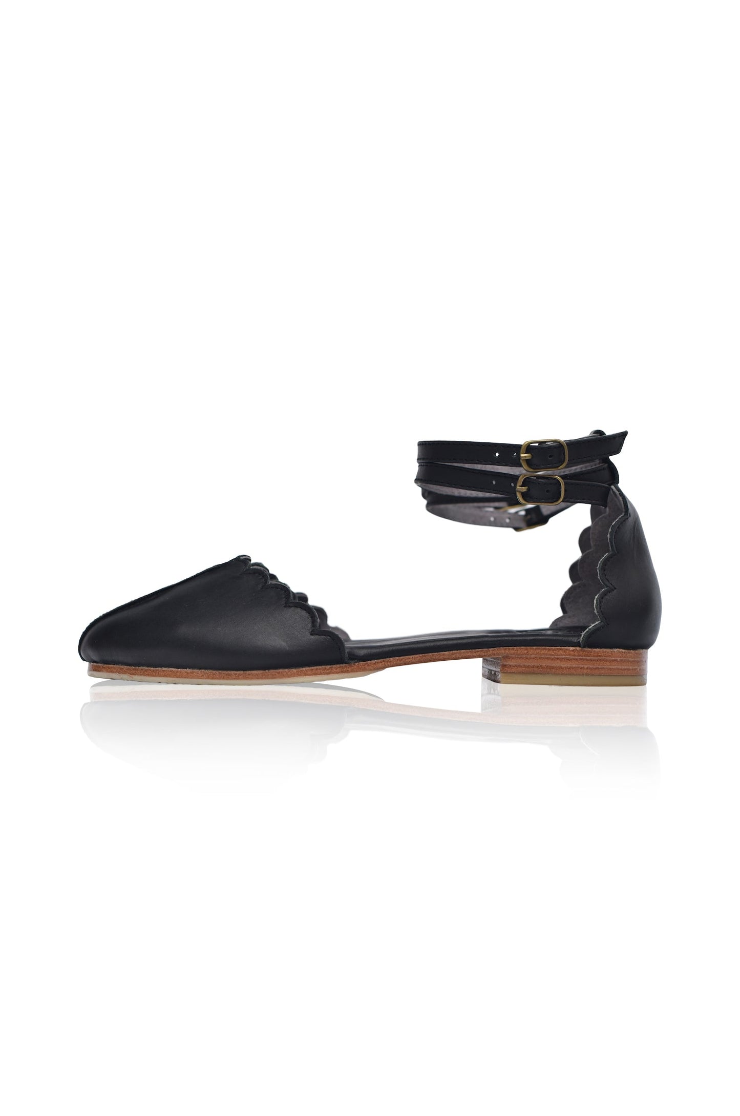 Hannelore Almond Toe Leather Flats