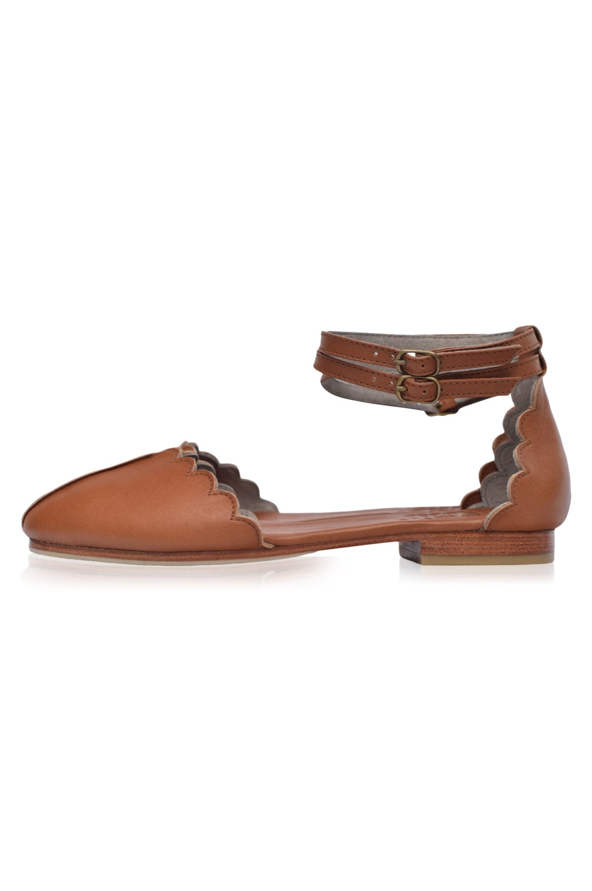 Hannelore Almond Toe Leather Flats