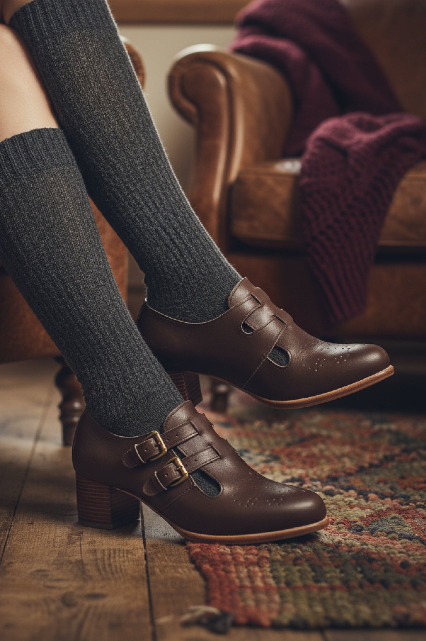 Celandra Low Heel Leather Booties