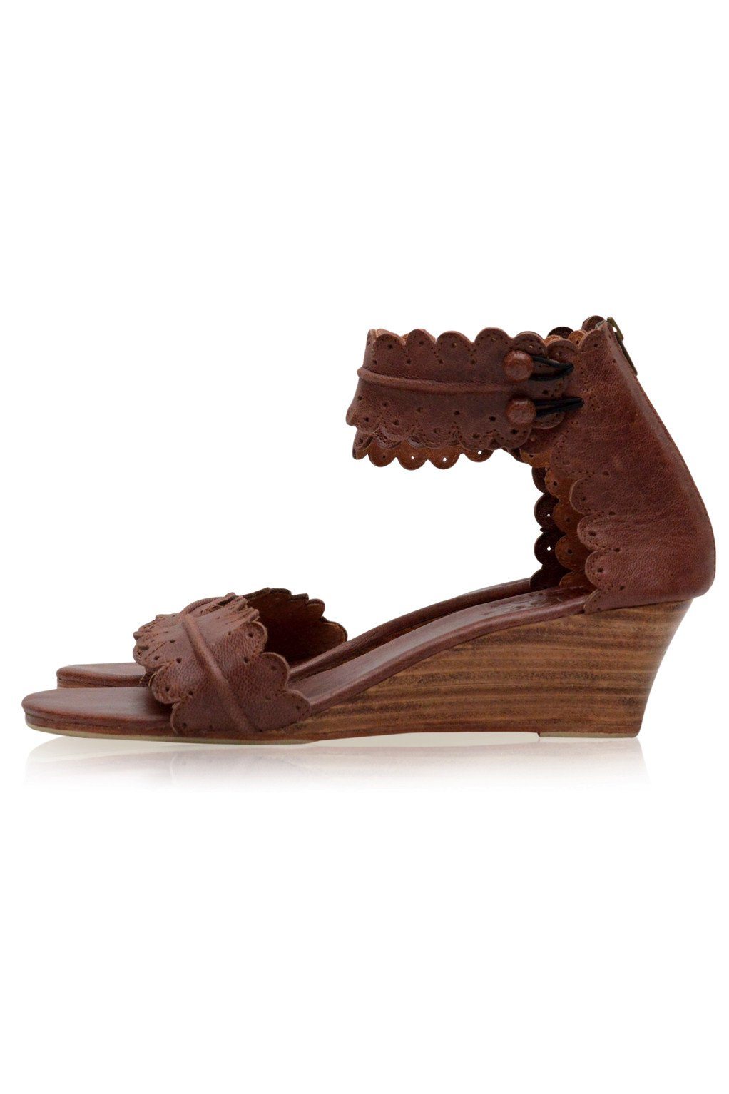 Fabienne Wooden Wedge Leather Sandals