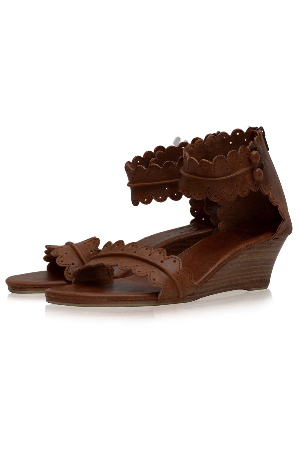 Fabienne Wooden Wedge Leather Sandals