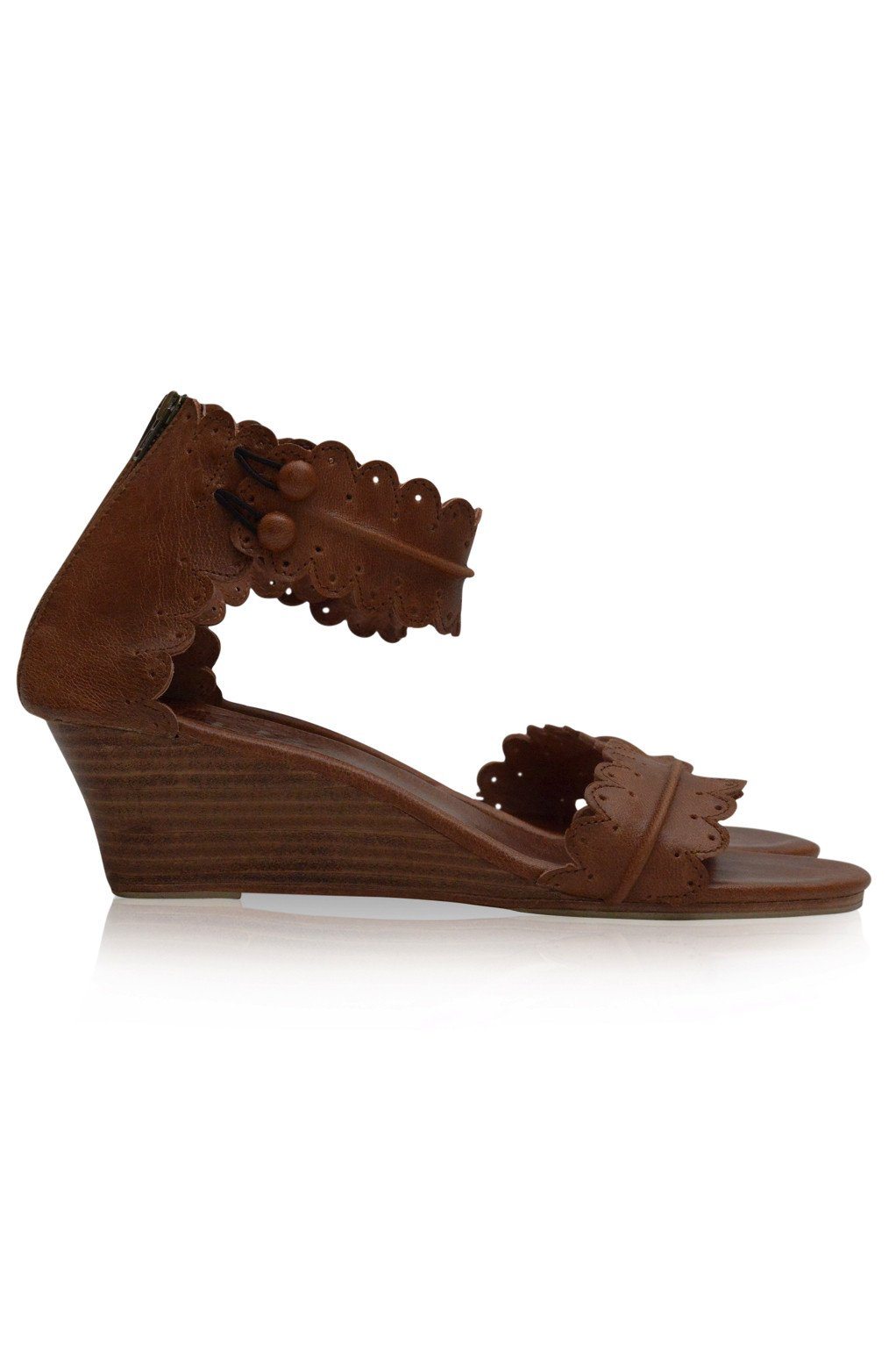 Fabienne Wooden Wedge Leather Sandals