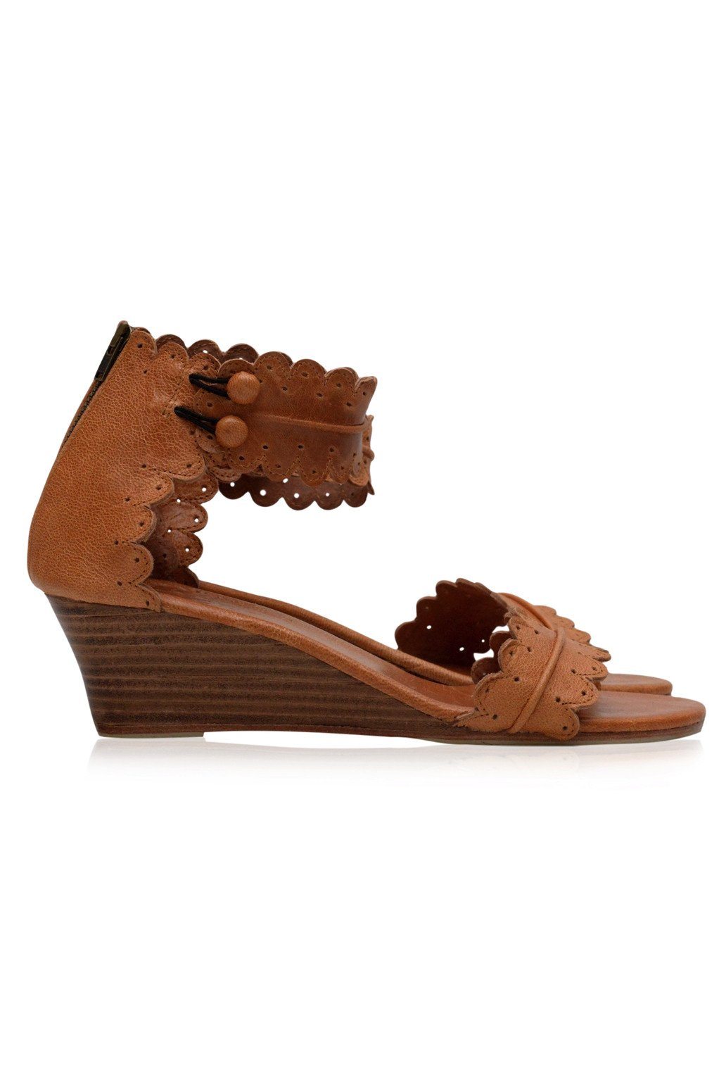 Fabienne Wooden Wedge Leather Sandals