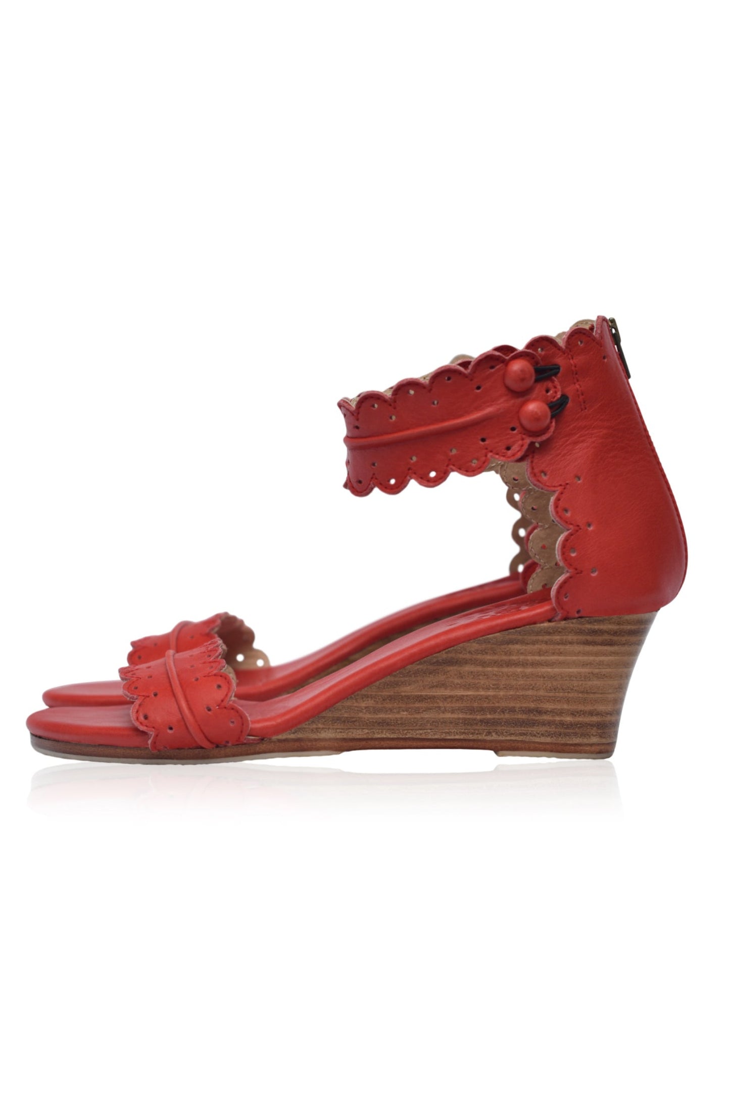 Fabienne Wooden Wedge Leather Sandals