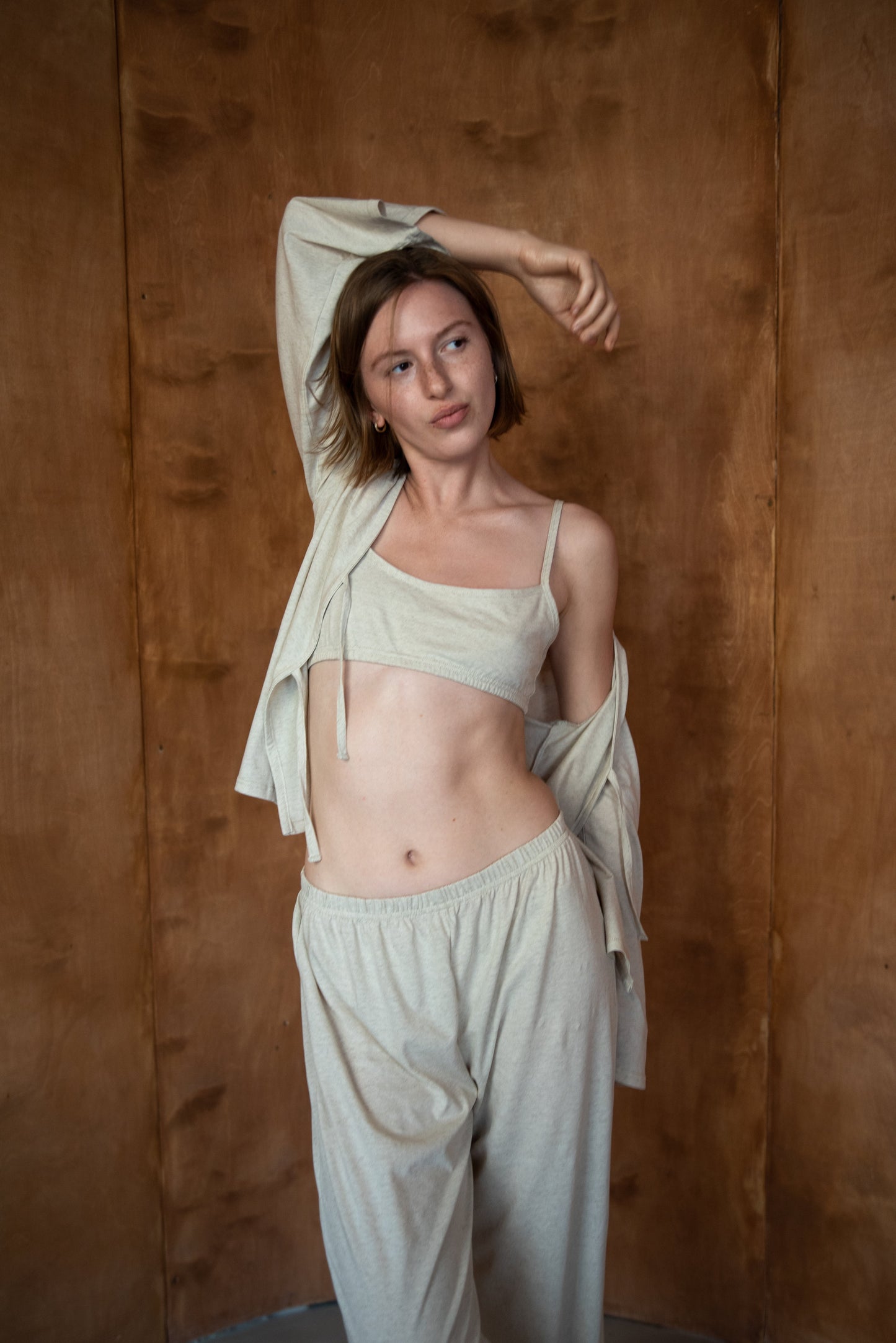 Women's Organic Cotton Tie-Front Cardigan | Bell Sleeve Loungewear Top