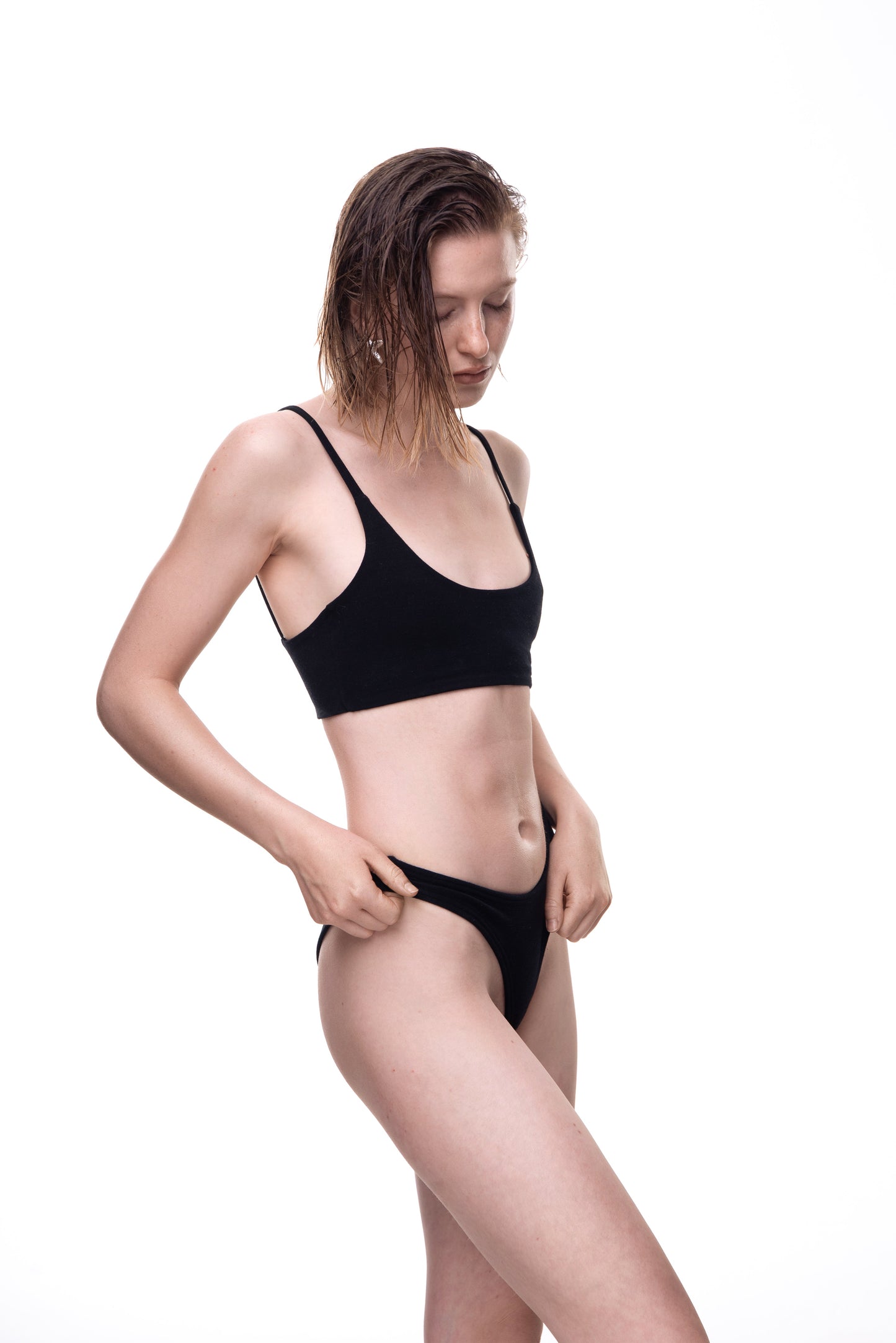 Women's Merino Wool Scoop Bikini Set – Black